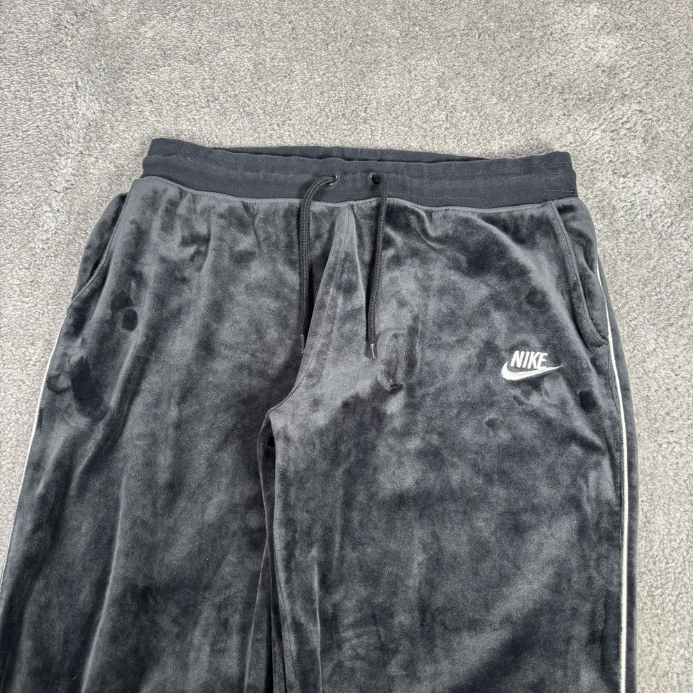 Nike Sportswear Velour Heritage Sweatpants Women M Black Velvet Joggers Athletic - Picture 2 of 7